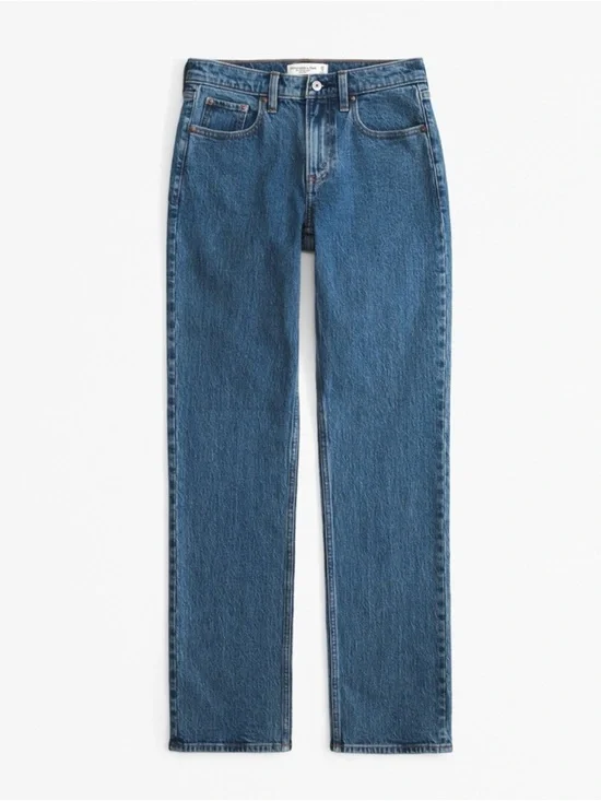 Abercrombie Curve Love Mid Rise 90s Straight Jean Dark Blue, Size 31 Short - Picture 6 of 10